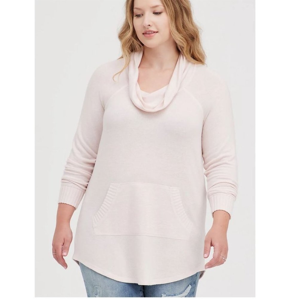 Torrid Size 3X 22-24 Tunic Sweatshirt - Super Soft Cowl Neck - Pink